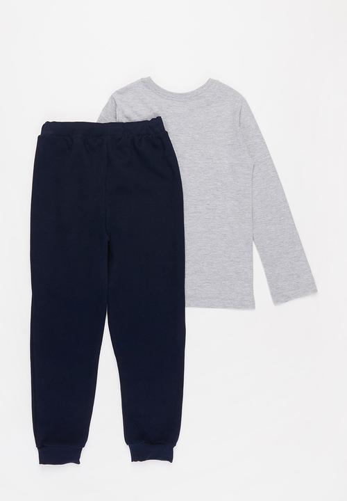 Pop Candy - Long sleeve top & jogger set -  grey & navy
