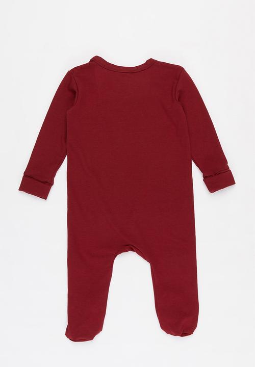 Baby Star - Zip closure babygrow - burgundy