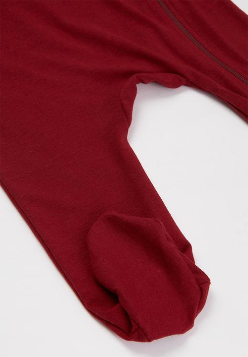 Baby Star - Zip closure babygrow - burgundy