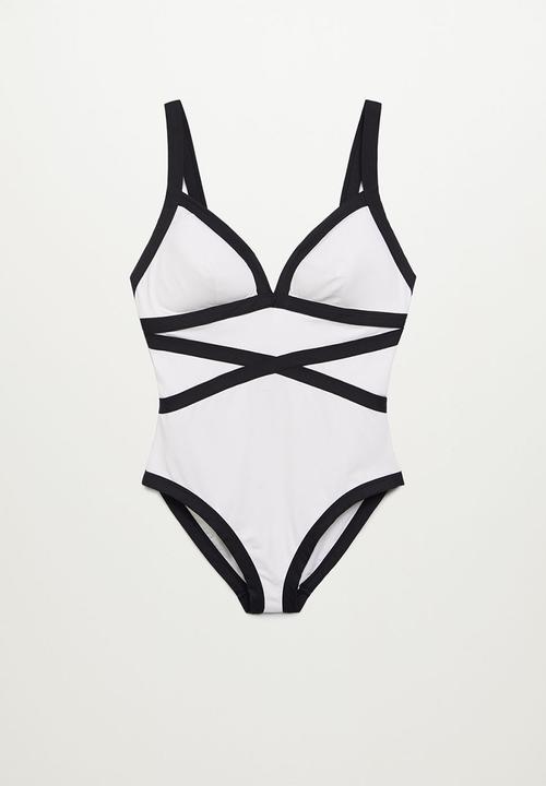 Violeta by Mango - Plus swimsuit naxos - white & black 