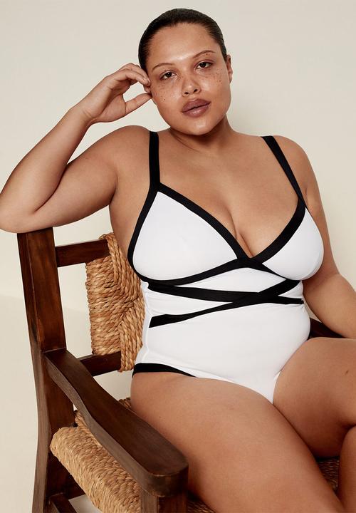 Violeta by Mango - Plus swimsuit naxos - white & black 