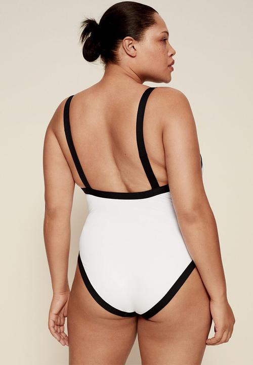 Violeta by Mango - Plus swimsuit naxos - white & black 