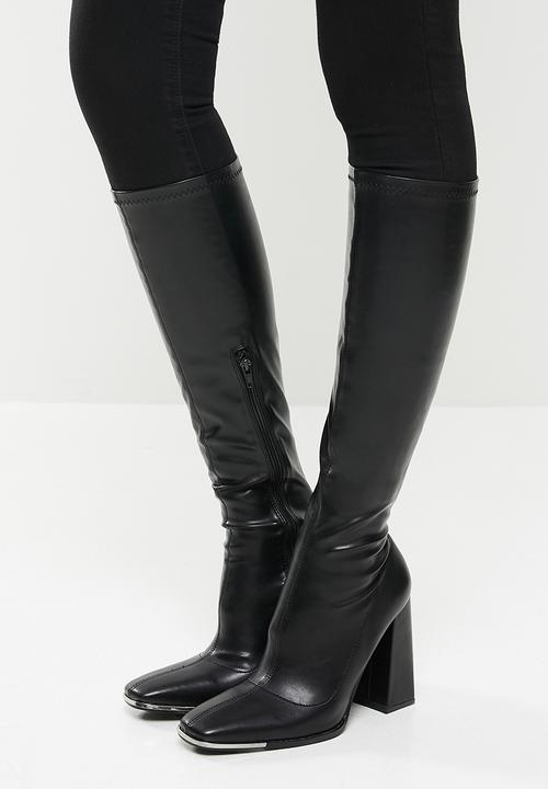 Public Desire - Caryn knee high heeled boot - black