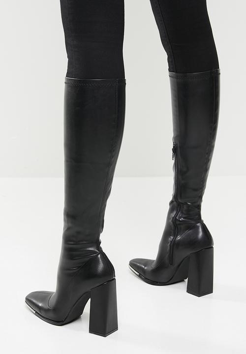 Public Desire - Caryn knee high heeled boot - black