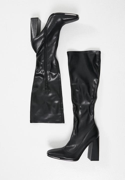 Public Desire - Caryn knee high heeled boot - black