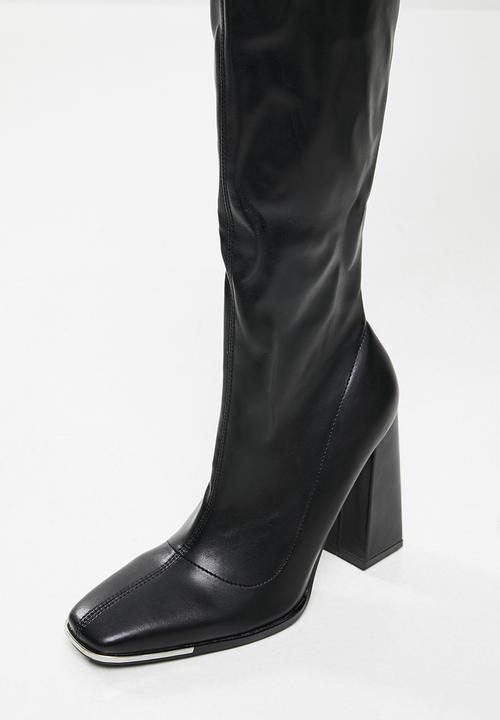 Public Desire - Caryn knee high heeled boot - black