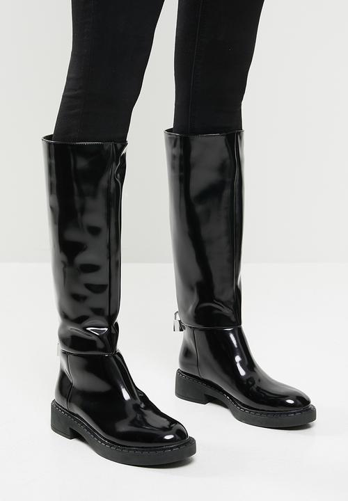 Public Desire - Alias lock detail riding boot - black
