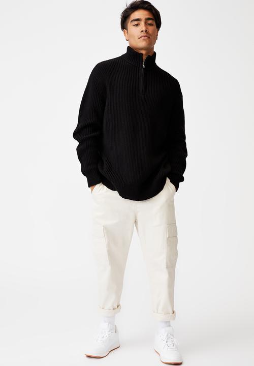 Cotton On - Quarter zip knit - black