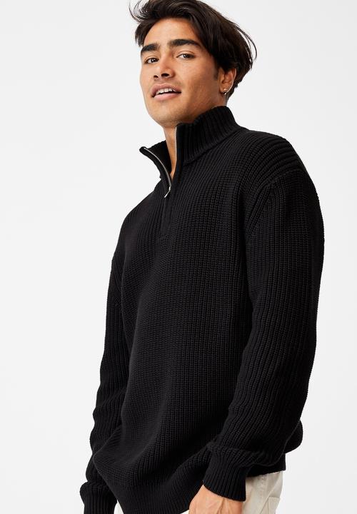 Cotton On - Quarter zip knit - black