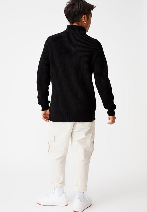 Cotton On - Quarter zip knit - black