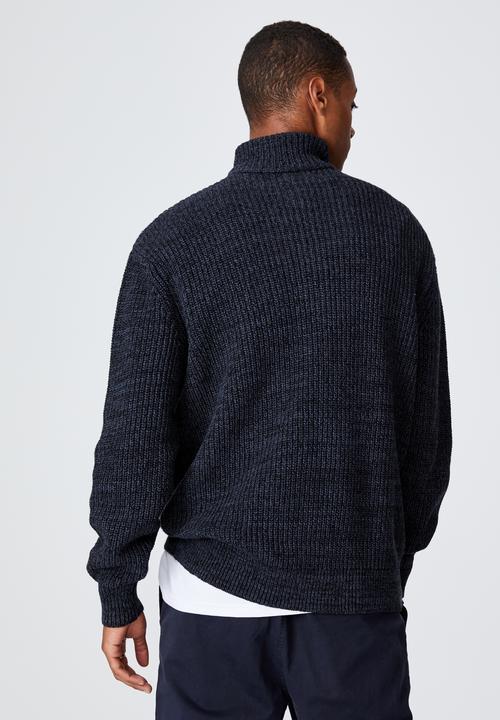 Cotton On - Quarter zip knit - denim marle
