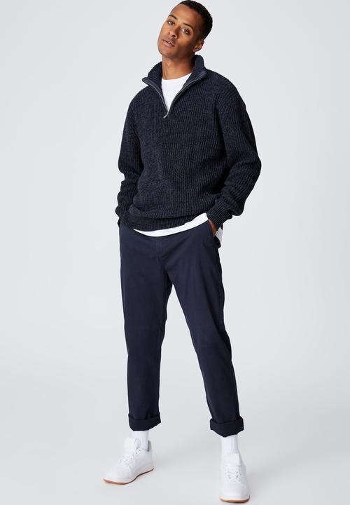 Cotton On - Quarter zip knit - denim marle