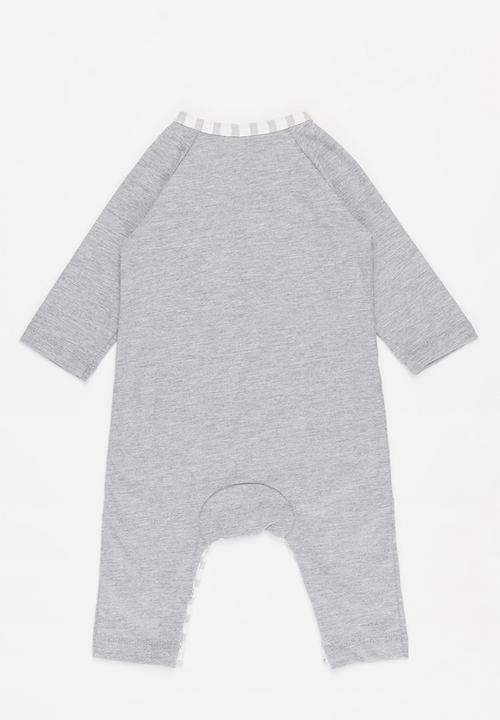 Sticky Fudge - Baby kangaroo pocket babygrow - grey