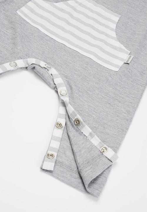 Sticky Fudge - Baby kangaroo pocket babygrow - grey