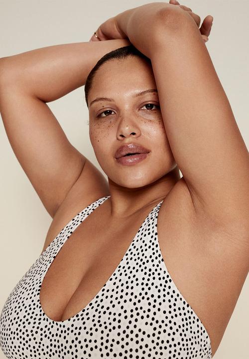 Violeta by Mango - Plus swimsuit milos - white & black