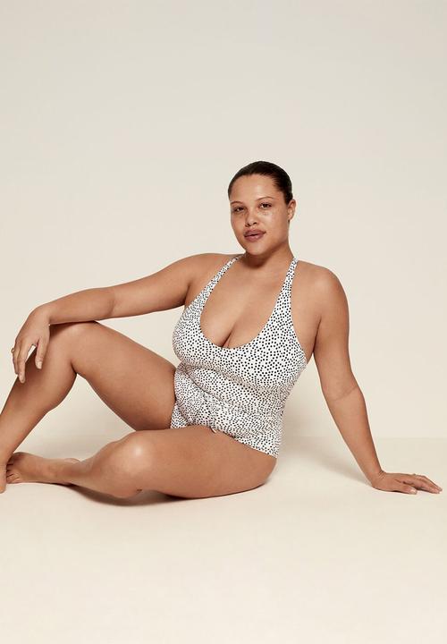 Violeta by Mango - Plus swimsuit milos - white & black
