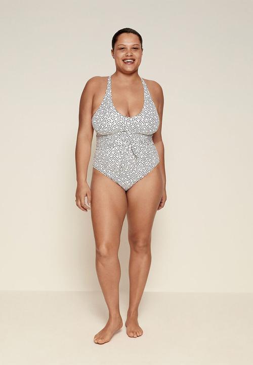 Violeta by Mango - Plus swimsuit milos - white & black