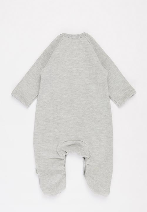 Sticky Fudge - Baby footed fleece babygrow - grey