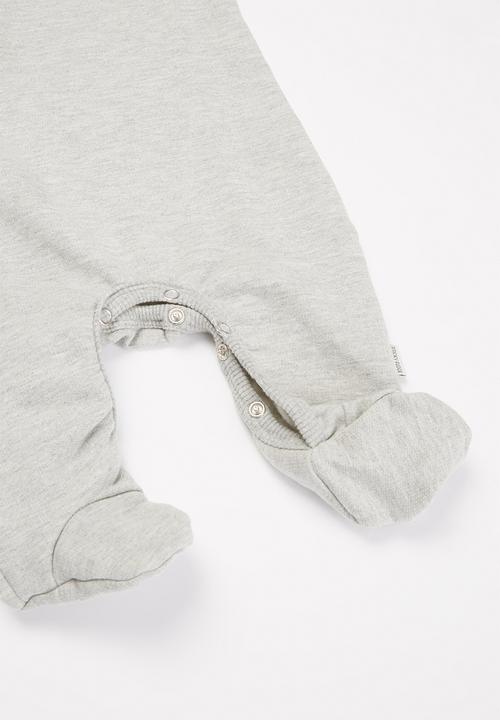 Sticky Fudge - Baby footed fleece babygrow - grey