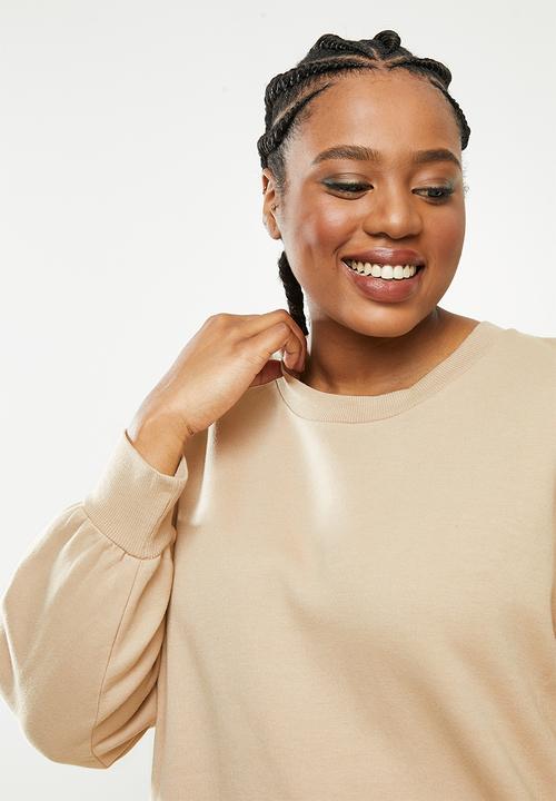 Blake - Fleece drop waist mini dress - beige 