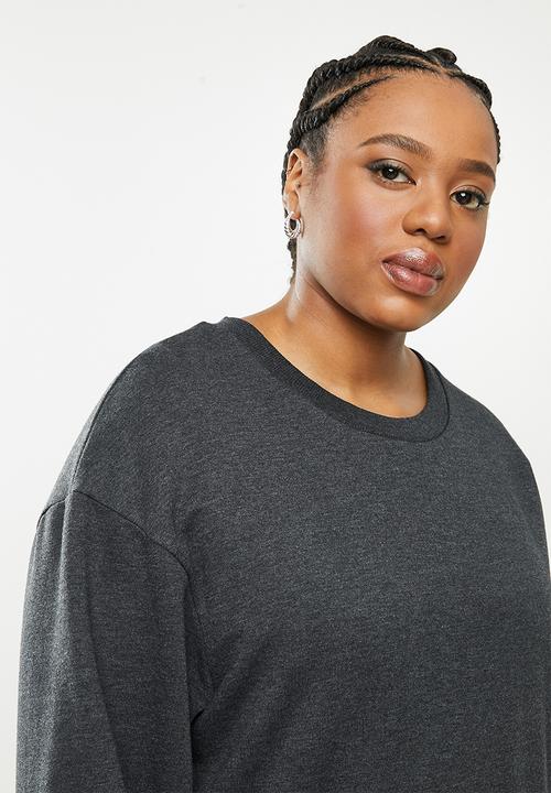 Blake - Fleece drop waist mini dress - charcoal