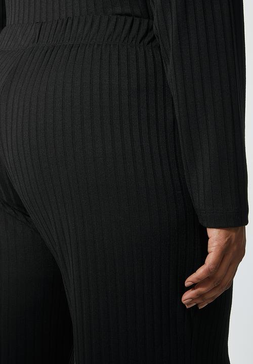 Superbalist - Knit rib wide leg - black