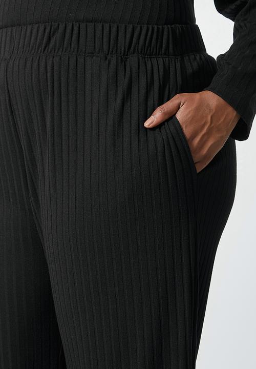 Superbalist - Knit rib wide leg - black