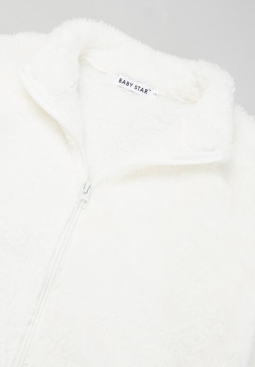 Baby Star - Fluffy zip through jacket - white