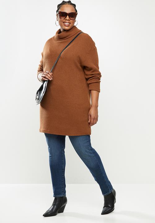 Me&B - Plus cowl neck top/dress - rust