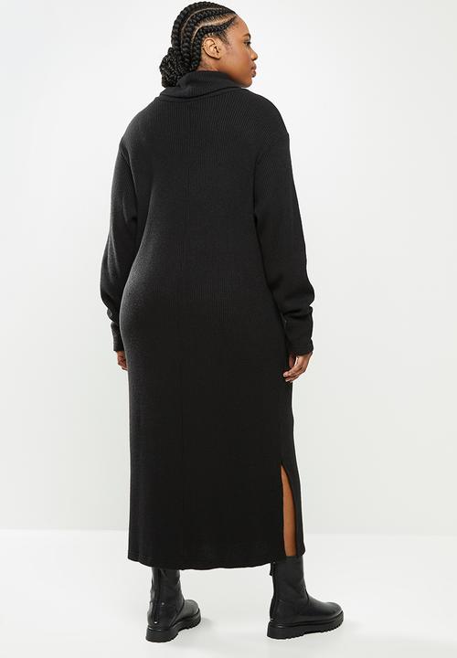 Me&B - Plus cowl maxi dress with side slits - black