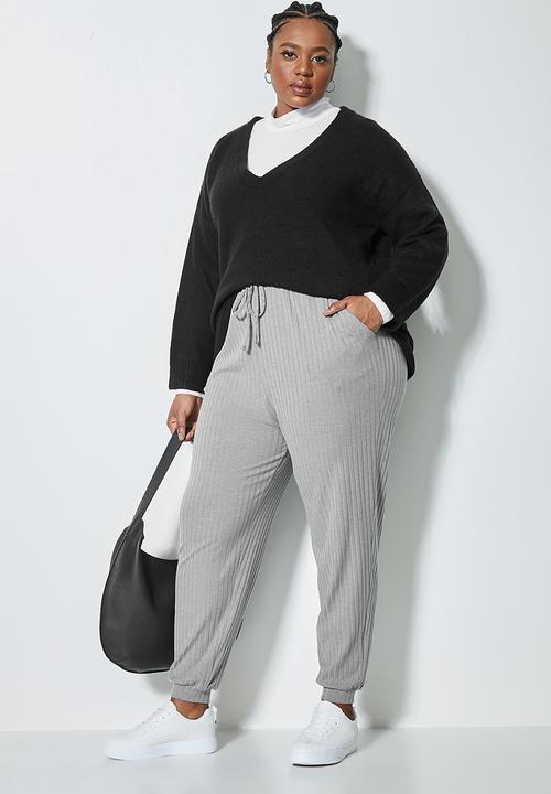 Superbalist - Cuffed rib drawstring jogger - grey 