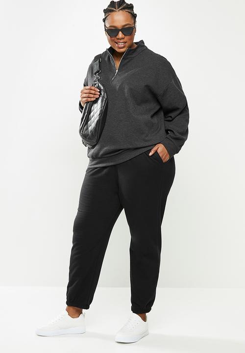 Me&B - Plus quarter zip hoodie - charcoal