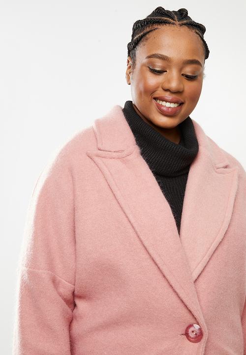 Me&B - Plus pink melton coat - pink 
