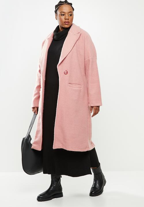 Me&B - Plus pink melton coat - pink 