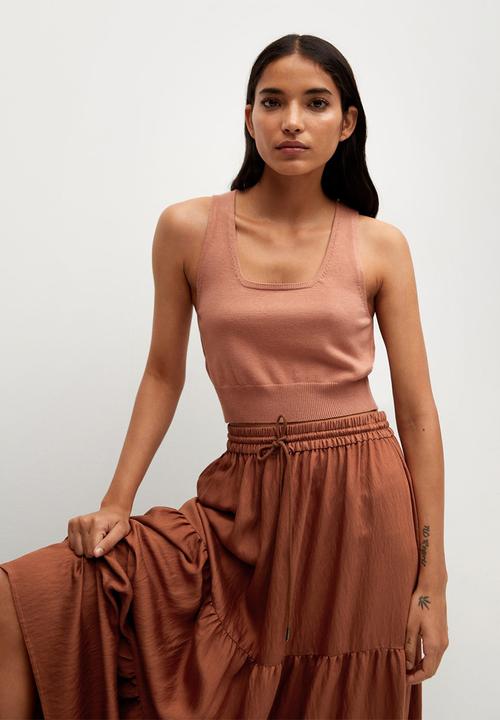 MANGO - Skirt bambu - burnt orange