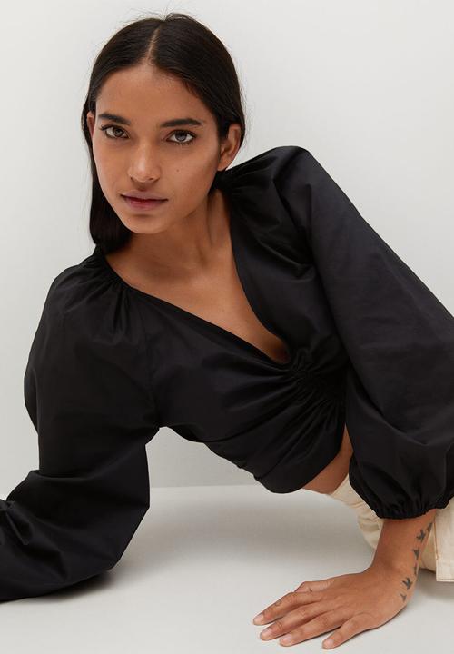 MANGO - Blouse flower - black