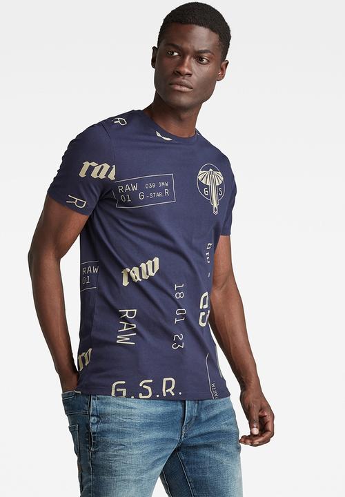 G-STAR - Graphics ao slim r tee  - navy