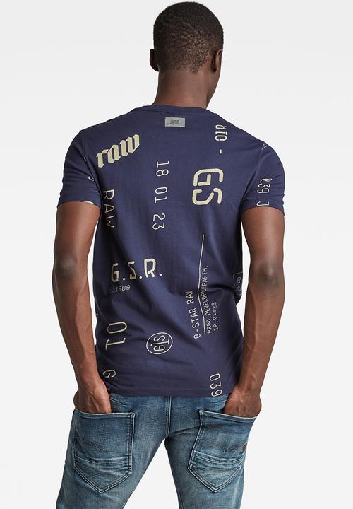 G-STAR - Graphics ao slim r tee  - navy