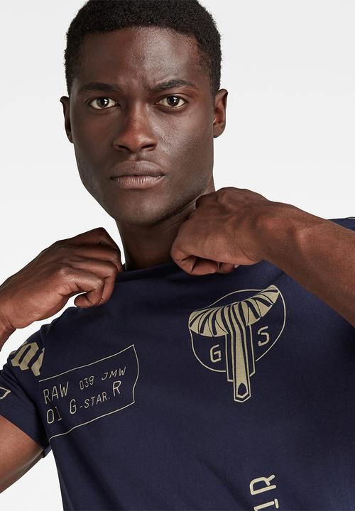 G-STAR - Graphics ao slim r tee  - navy