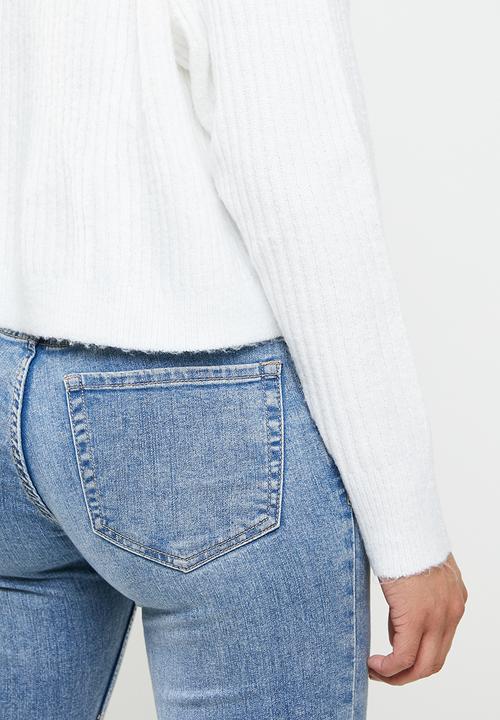 Missguided - Rib recycled V-neck jumper - white