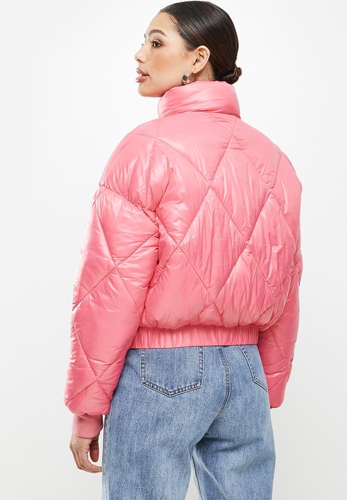 Missguided - Diamond quilted padded bomber - rose