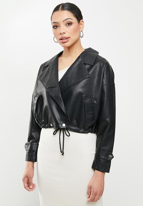 Missguided - Slouch pu biker - black