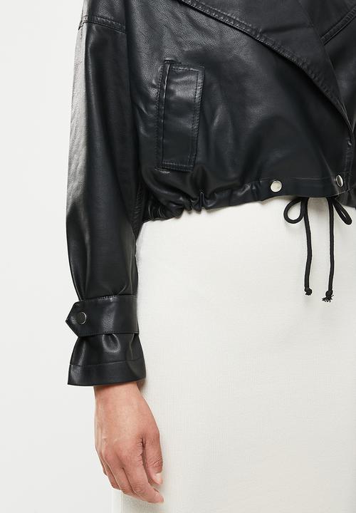 Missguided - Slouch pu biker - black