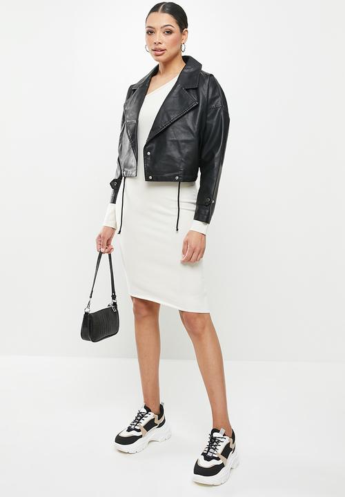 Missguided - Slouch pu biker - black