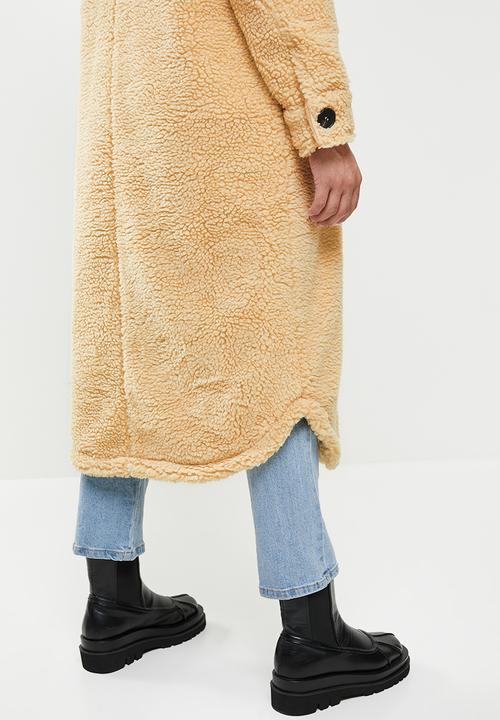 Missguided - Borg longline shacket -beige