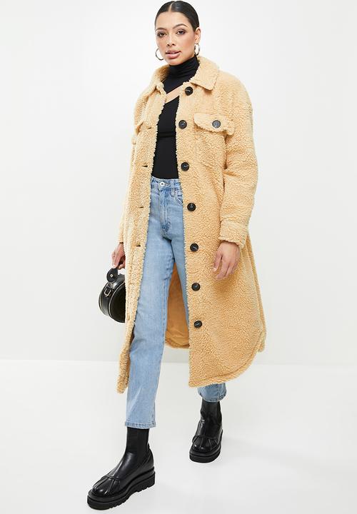 Missguided - Borg longline shacket -beige