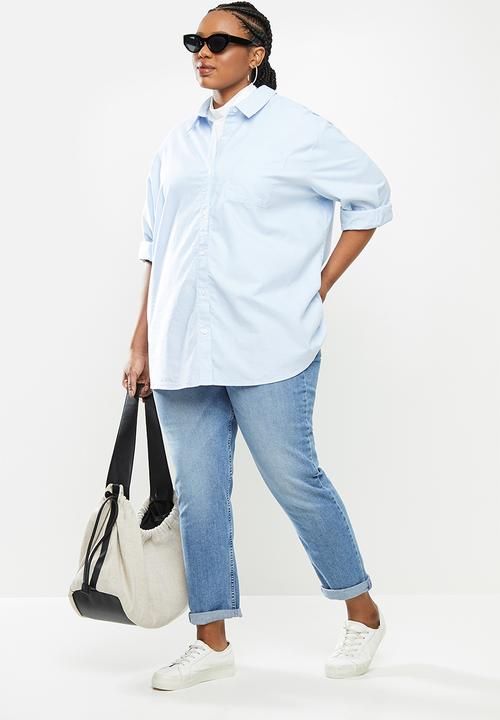 Cotton On - Curve preppy shirt - blue