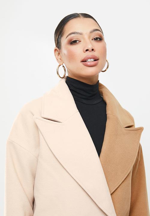 Missguided - Spliced midaxi formal coat - camel