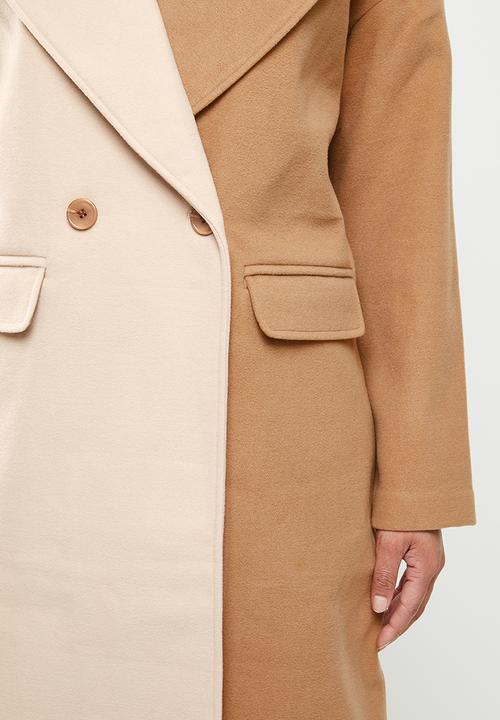 Missguided - Spliced midaxi formal coat - camel