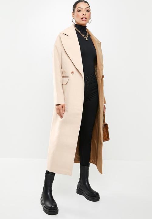Missguided - Spliced midaxi formal coat - camel
